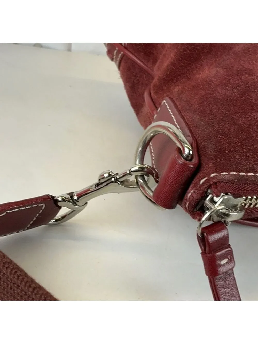 Coach Y2K Vintage Red Burgundy Suede‎ Shoulder Crossbody Messenger Bag